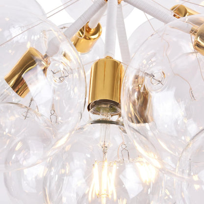 Multi-Globe Ceiling Light with Clear Glass Spheres and Metal Arms for Dining Room & Living Room