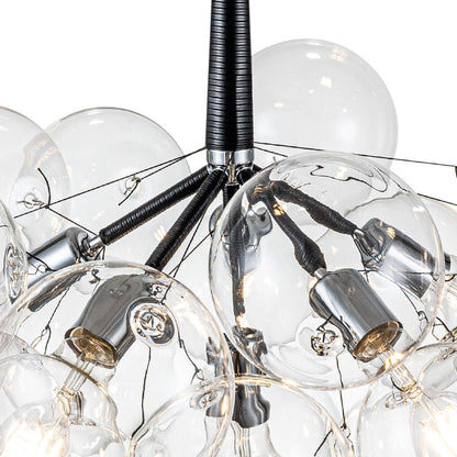 Multi-Globe Hanging Light Fixture Chrome 25 in Adjustable Suspension Cord 20 Glass Orbs LED Ceiling Lamp for Dining Living