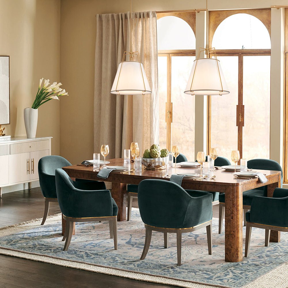 Tapered Fabric Drum Lantern Chandelier with Adjustable Height for Dining Room & Entryway