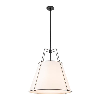 Tapered Fabric Drum Lantern Chandelier with Adjustable Height for Dining Room & Entryway