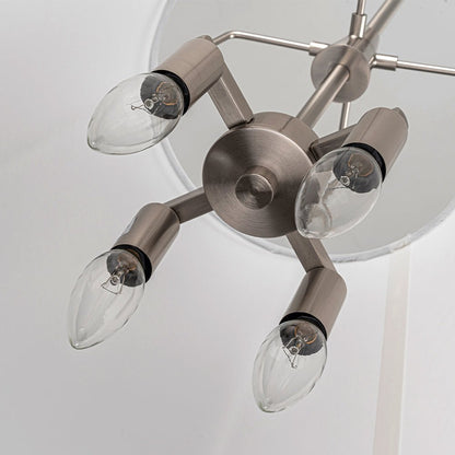 Tapered Fabric Drum Lantern Chandelier with Adjustable Height for Dining Room & Entryway
