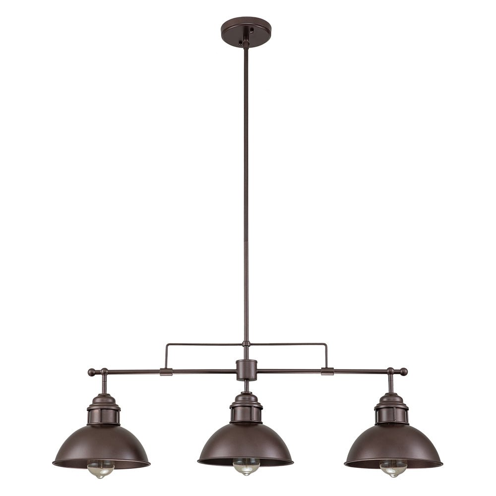 Industrial Kitchen Island Chandelier with Adjustable Drop Rods & Three Dome Shades for Dining Room Hardwired Ceiling Fixture