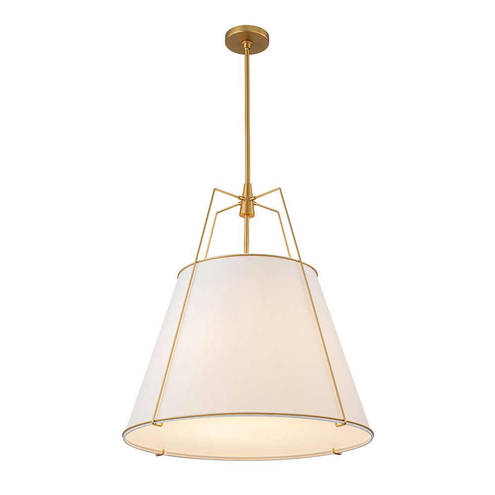 Tapered Fabric Drum Lantern Chandelier with Adjustable Height for Dining Room & Entryway