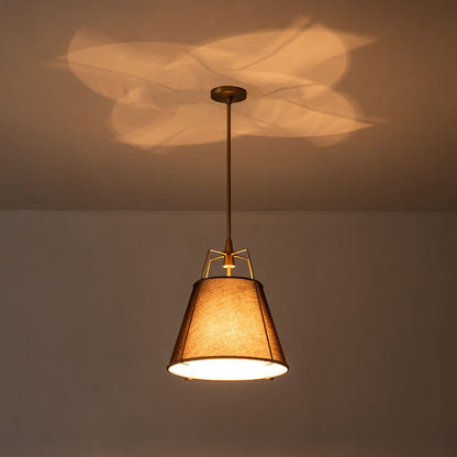 Tapered Fabric Drum Lantern Chandelier with Adjustable Height for Dining Room & Entryway