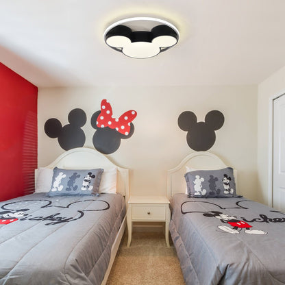 Dimmable LED Flush Mount Kids Room Light with Remote Control – Black & White Character-Inspired Fixture, 18 or 20 Inch, Adjustable Brightnes
