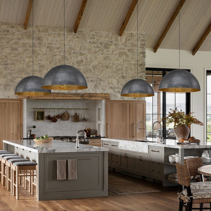 Statement Bowl Pendant Ceiling Light with Gold Interior – Adjustable Cable & Dimmable for Kitchen Island, Dining