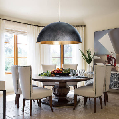 Statement Bowl Pendant Ceiling Light with Gold Interior – Adjustable Cable & Dimmable for Kitchen Island, Dining