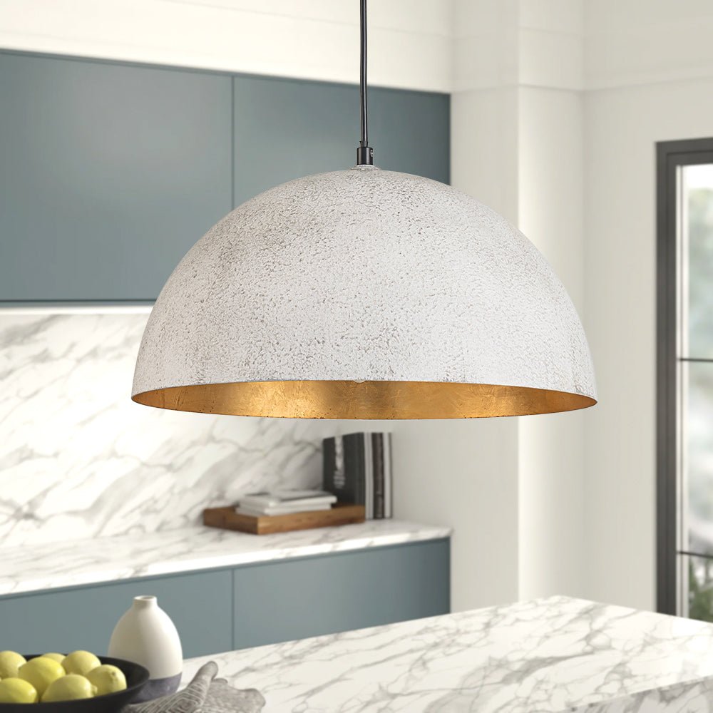 Statement Bowl Pendant Ceiling Light with Gold Interior – Adjustable Cable & Dimmable for Kitchen Island, Dining