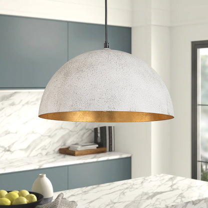 Statement Bowl Pendant Ceiling Light with Gold Interior – Adjustable Cable & Dimmable for Kitchen Island, Dining
