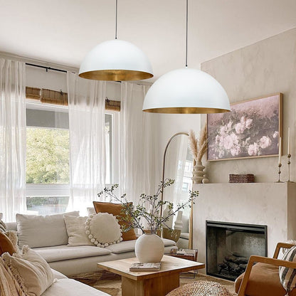 Statement Bowl Pendant Ceiling Light with Gold Interior – Adjustable Cable & Dimmable for Kitchen Island, Dining
