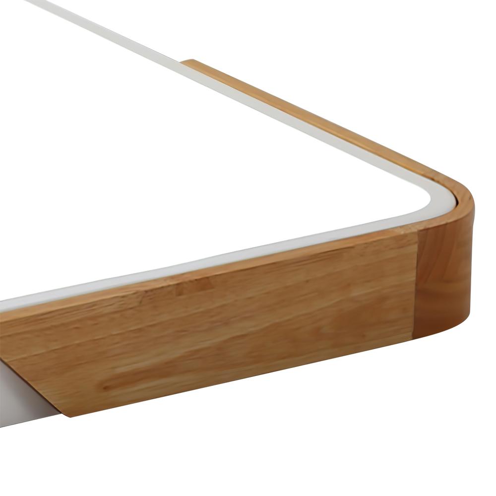 Modern Farmhouse Wood Frame Ceiling Light Fixture - Dimmable LED Low Profile Panel for Kitchen, Living Room, Bedroom - 5 Color