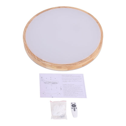 Dimmable Hardwired Ceiling Light Fixture Wood Rim Acrylic Shade 5-Color Temperature Adjustable LED Module for Kitchen Bedroom Living Room