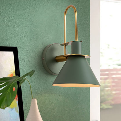 Adjustable Gooseneck Reading Sconce Metal Cone Shade Wall Light for Bedroom Hallway Nightstand Modern Mid-Century Bedside Downlight
