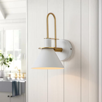 Adjustable Gooseneck Reading Sconce Metal Cone Shade Wall Light for Bedroom Hallway Nightstand Modern Mid-Century Bedside Downlight