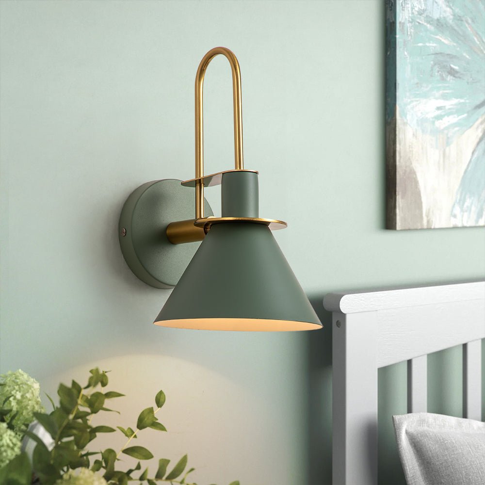 Adjustable Gooseneck Reading Sconce Metal Cone Shade Wall Light for Bedroom Hallway Nightstand Modern Mid-Century Bedside Downlight