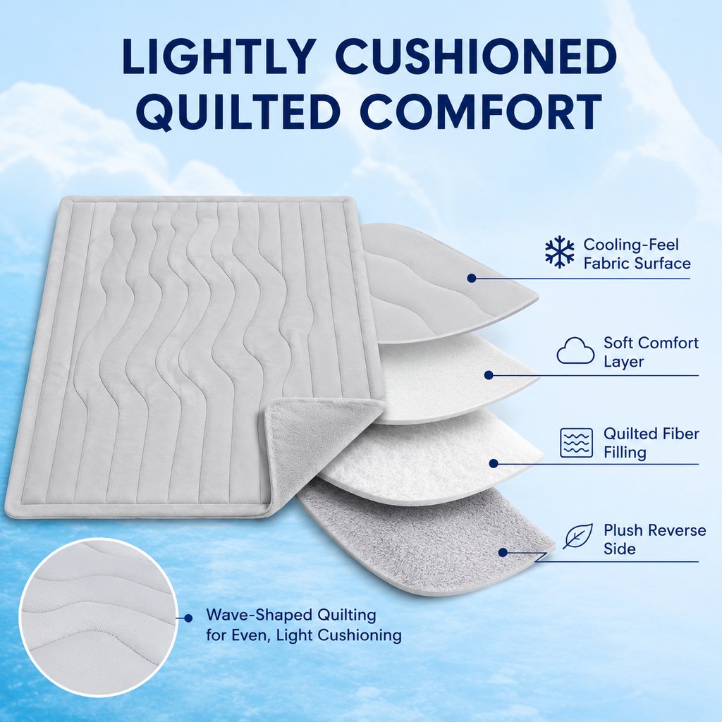 Ortekor Reversible All-Season Cooling-Feel Pet Mat for Dogs & Cats - Home, Crate & Car Comfort Without Water, Freezing or Power