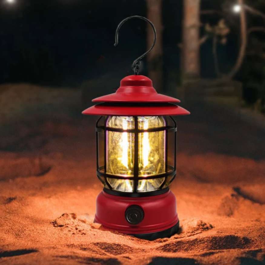 Rechargeable LED Camping Lantern Dimmable USB Portable Outdoor Light Retro Design for Tent Emergency Home Garden