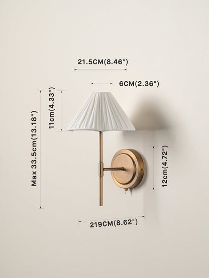 Applique murale en tissu avec abat-jour festonné, douille G9, structure en métal doré de 21,6 cm, luminaire de chevet, éclairage d'accentuation moderne pour entrée d'appartement