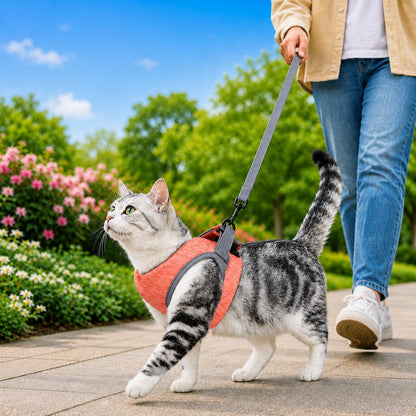 Ortekor Lightweight Cat Harness & Leash Set for Outdoor Walks - Breathable Adjustable Vest for Secure, Comfortable Control