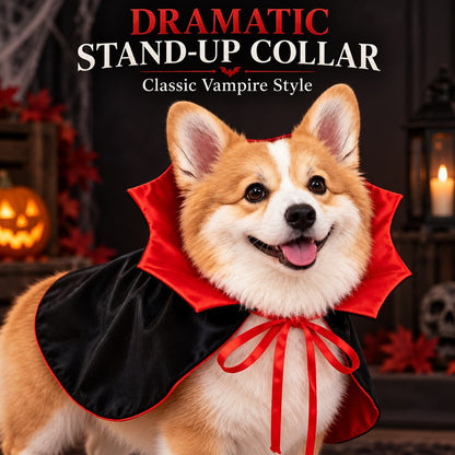 Ortekor Halloween Vampire Dog Cape Costume - Lightweight Black & Red Pet Cloak for Parties, Photos & Easy Dress-Up