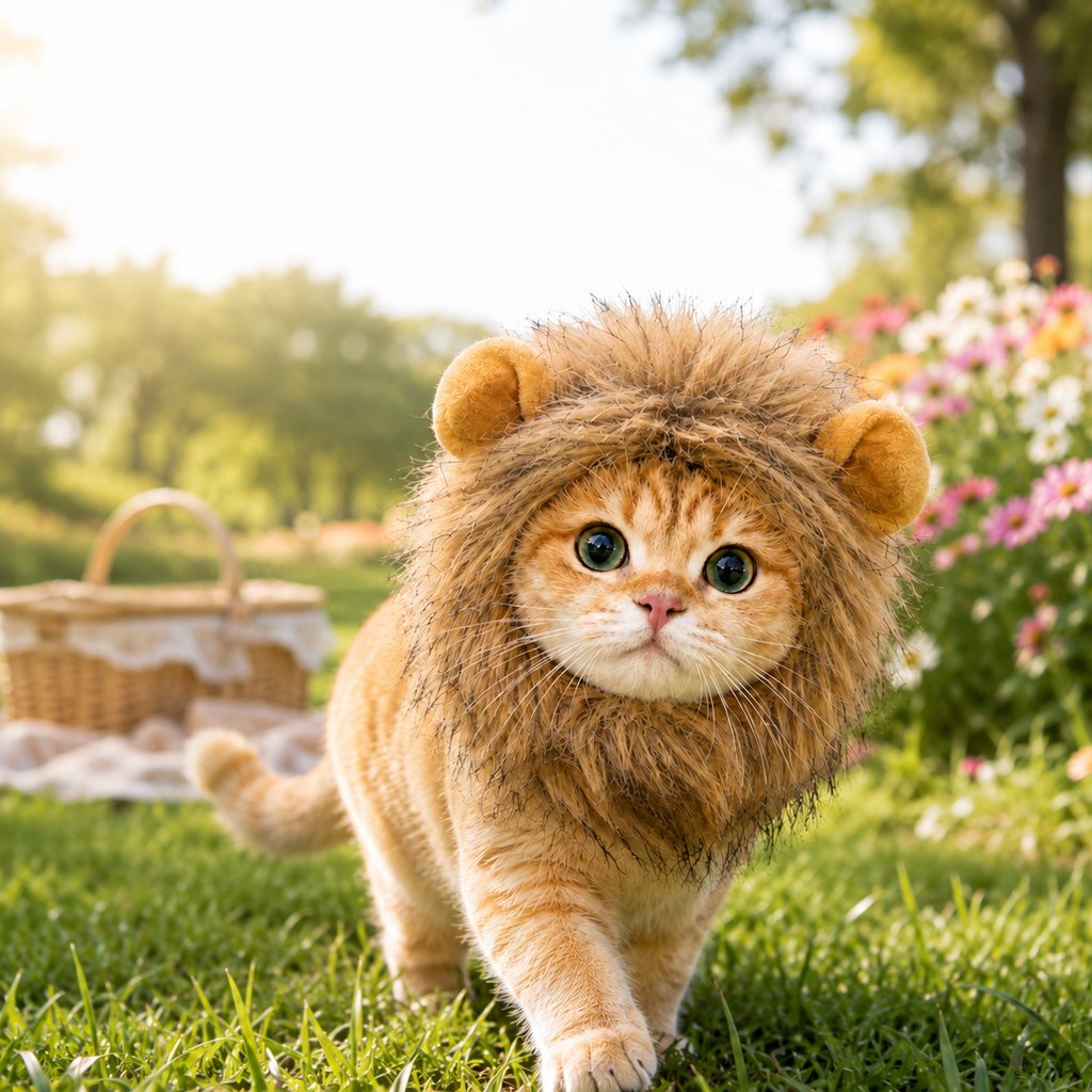 Ortekor Soft Lion Mane Pet Headpiece for Cats & Small Dogs - Easy Open-Face Costume for Halloween Photos, Pet Parties & Outdoor Fun