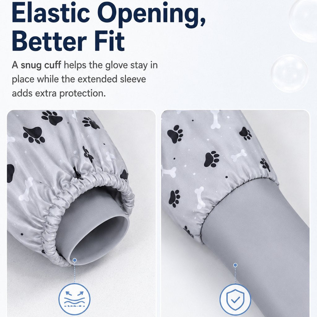 Ortekor Long-Sleeve Pet Bath & Grooming Gloves for Cats & Dogs - Cleaner Baths, Gentle Deshedding & Massage