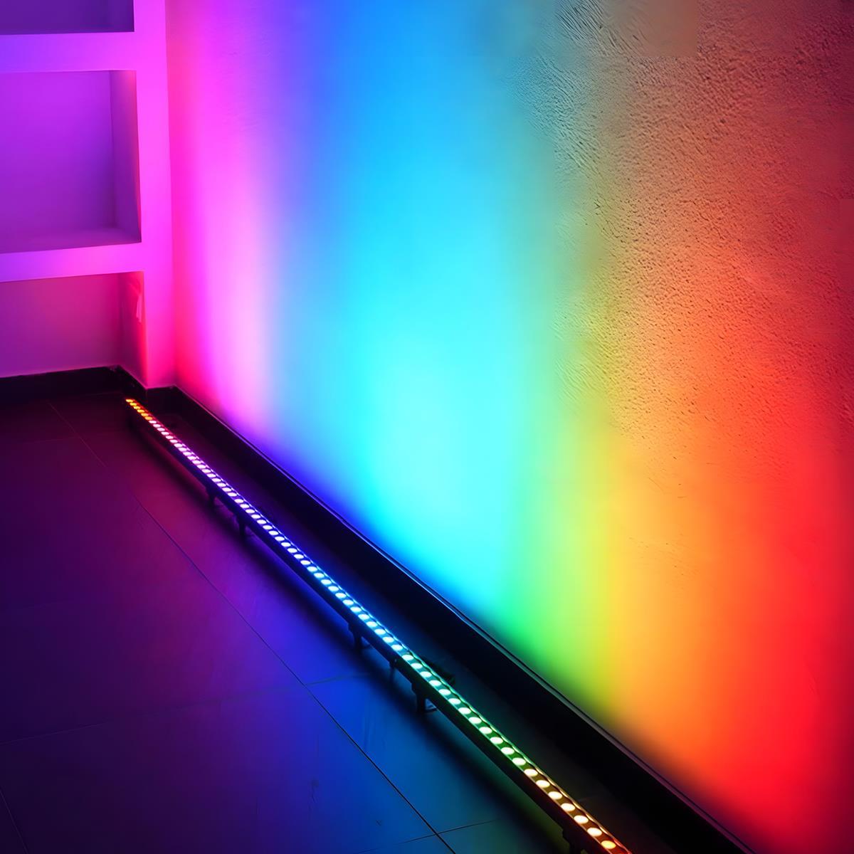 Outdoor Linear RGB Accent Light 39 in Aluminum Waterproof Multicolor Facade Garden Architectural Illumination for Pathways Walls Terraces Co