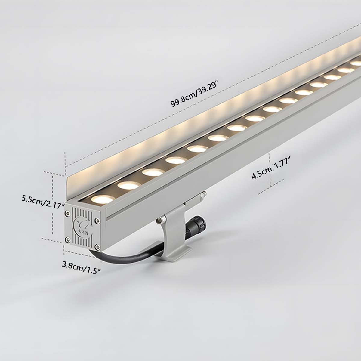 Outdoor Linear RGB Accent Light 39 in Aluminum Waterproof Multicolor Facade Garden Architectural Illumination for Pathways Walls Terraces Co