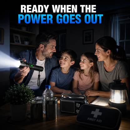 Heavy-Duty LED Flashlight with Power Bank Function, 5-Mode Zoomable Beam, Rechargeable 5000mAh Battery, Waterproof Aluminum Body for Camping