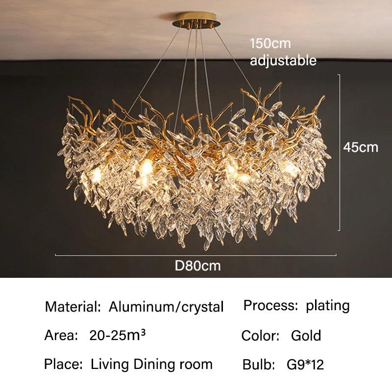 Rectangular Crystal Chandelier with G9 LED Bulbs for Dining Room & Living Room Gold or Silver Finish Modern Overhead Fixture