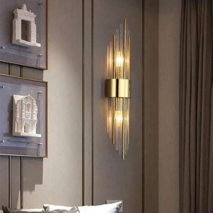 Crystal Wall Sconce with LED Light – Modern Gold or Black Finish for Bedroom, Hallway, Living Room – 14 in to 22 in