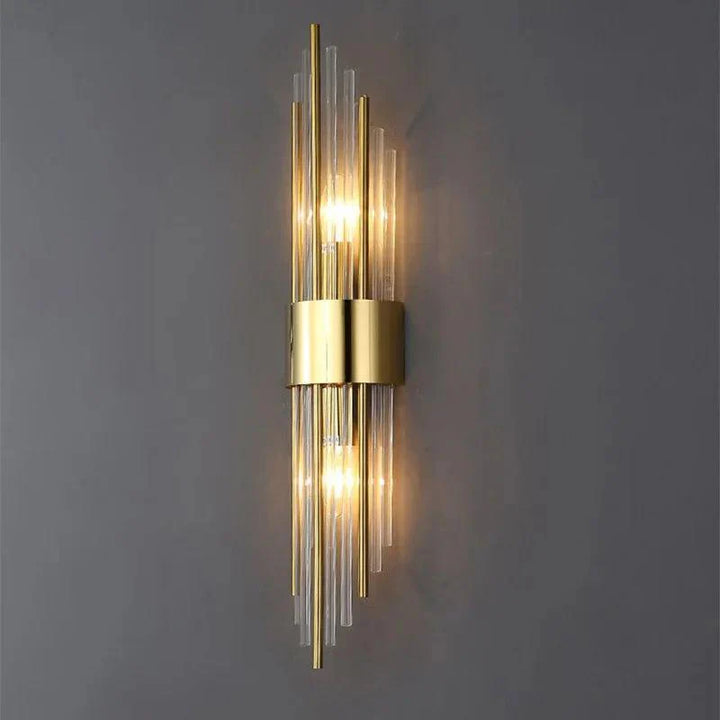 Crystal Wall Sconce with LED Light – Modern Gold or Black Finish for Bedroom, Hallway, Living Room – 14 in to 22 in