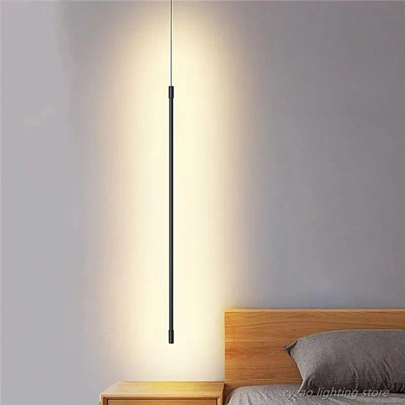 Sleek Cylinder Drop Light with Height-Adjustable Cord Black Aluminum LED Fixture for Bedrooms Nightstands Dining Tables Kitchen Islands Cont