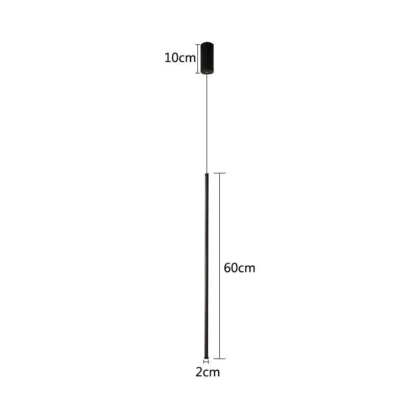 Sleek Cylinder Drop Light with Height-Adjustable Cord Black Aluminum LED Fixture for Bedrooms Nightstands Dining Tables Kitchen Islands Cont