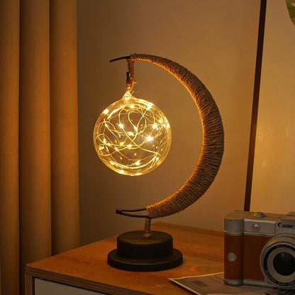 3D Printed Moon Sphere Table Lamp with Realistic Crater Details, Battery-Powered Ambient Night Light for Bedroom, Nursery, Living Room Decor