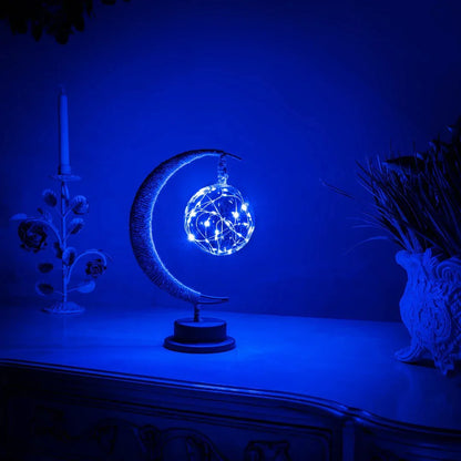 3D Printed Moon Sphere Table Lamp with Realistic Crater Details, Battery-Powered Ambient Night Light for Bedroom, Nursery, Living Room Decor