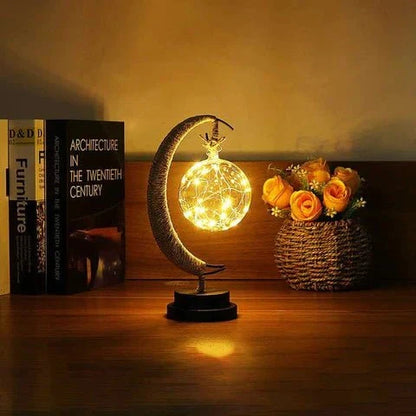 3D Printed Moon Sphere Table Lamp with Realistic Crater Details, Battery-Powered Ambient Night Light for Bedroom, Nursery, Living Room Decor