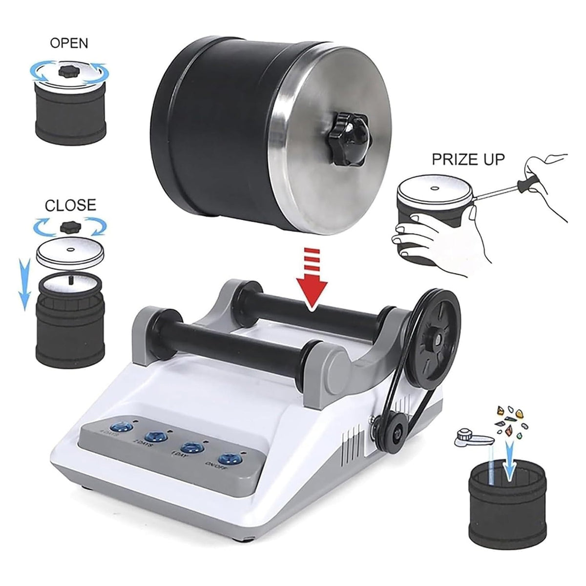 GemMaster | Kit de polissage de pierres avec fonctionnement silencieux et conception étanche | Idéal pour les débutants et l'apprentissage ludique