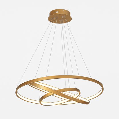 Modern LED Ring Ceiling Light with Nested Circles & Aluminum Finish for Dining Room, Bedroom & Living Room