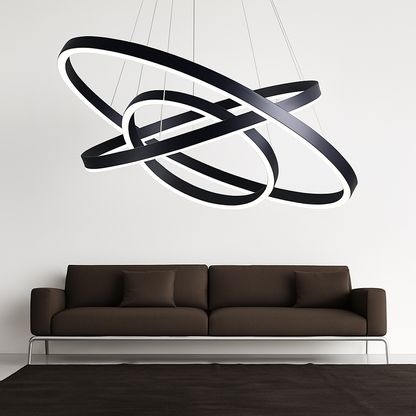 Modern Interlocking Ring Pendant Light with LED - Dimmable Aluminum Chandelier for Dining Room & Living Room