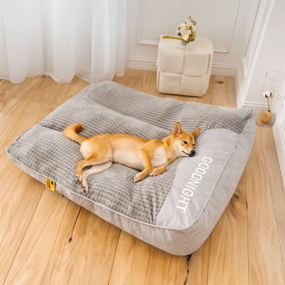 Orthopedic Dog Bed with Raised Pillow Support for Joint Relief and Better Sleep