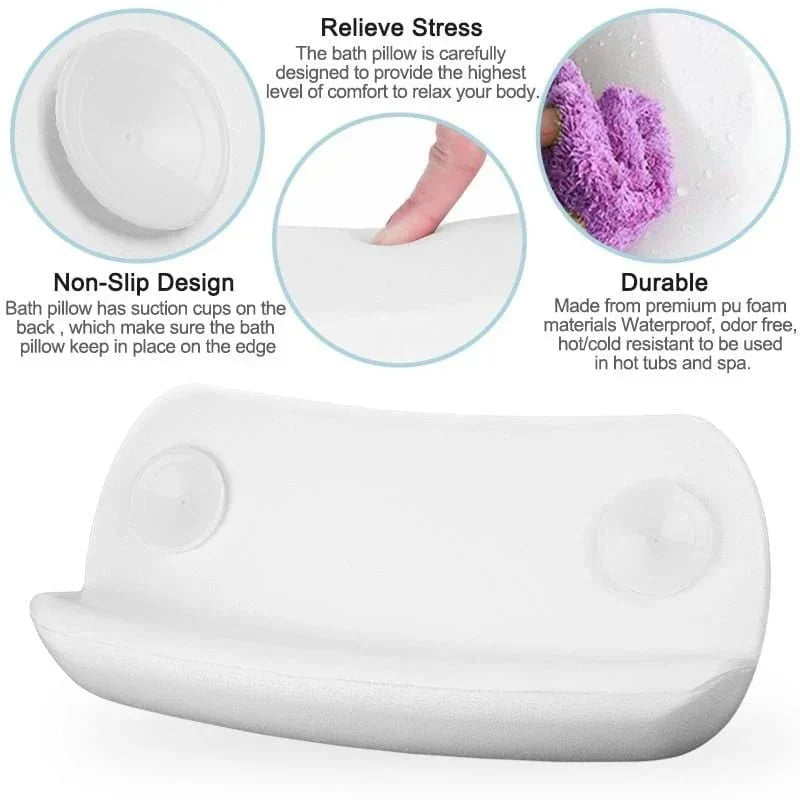 Coussin de bain avec ventouses – Soutien cervical rembourré pour la relaxation dans la baignoire et le spa, imperméable et antidérapant pour le bain à la maison