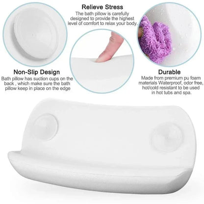 Coussin de bain avec ventouses – Soutien cervical rembourré pour la relaxation dans la baignoire et le spa, imperméable et antidérapant pour le bain à la maison