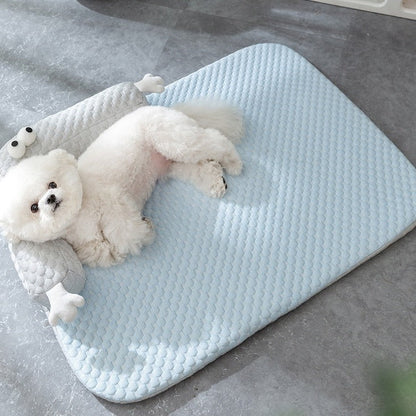 Dog Cooling Mat for Summer, Silk Cooling Pad for Dogs and Cats, Washable Pet Cooling Mat for Crate and Bed