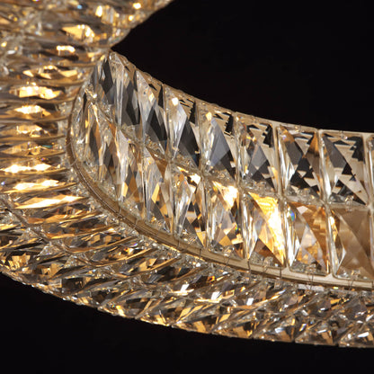 Double-Ring Crystal Chandelier in Gold or Silver Finish – Contemporary Candelabra-Style Hanging Light for Dining Room & Kitchen Island – 3