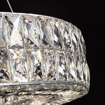 Double-Ring Crystal Chandelier in Gold or Silver Finish – Contemporary Candelabra-Style Hanging Light for Dining Room & Kitchen Island – 3