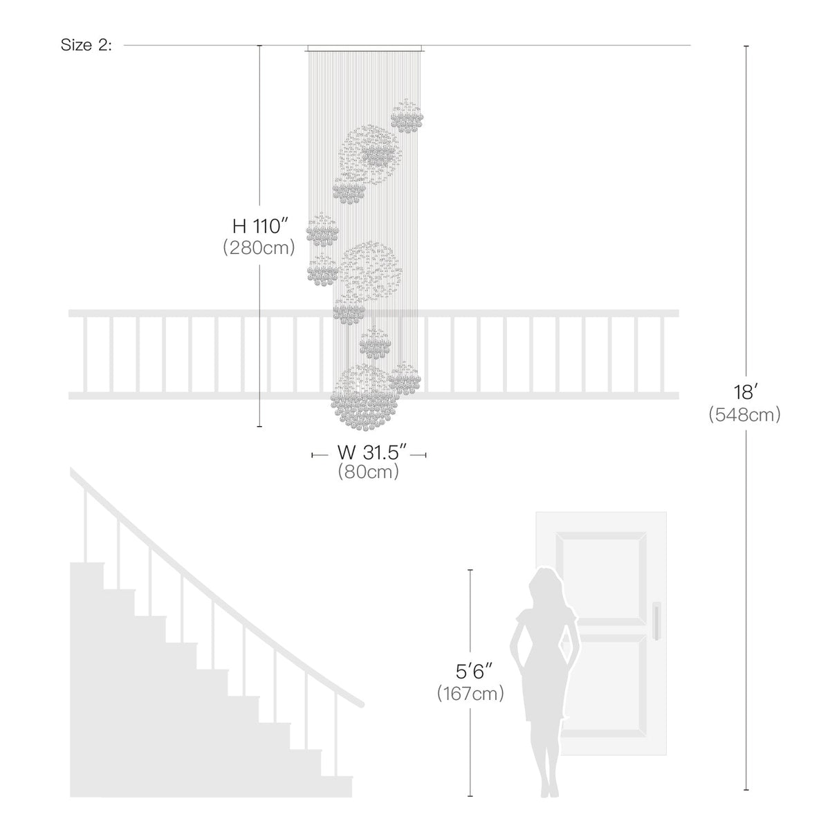 Orbital Raindrop Crystal Chandelier with Multi-Tier Chrome Frame for Stairwells & High Ceilings