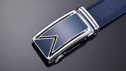Genuine Cowhide Dress Belt for Men – Water-Resistant Full-Grain Leather with Scratch-Proof Finish, Classic Navy Waist Strap for Business &
