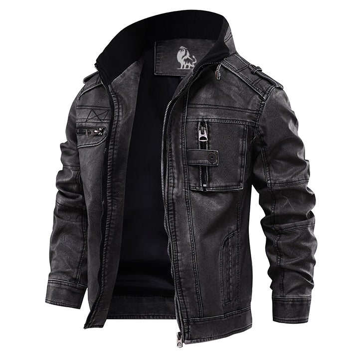 Classic Motorcycle Jacket – Premium Faux Leather, Water-Resistant & Scratch-Proof for Men | Rugged Biker Style Coat