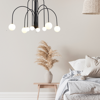 Multi-Pendant Glass Chandelier for Dining Room & Living Room – Adjustable Height Suspension Fixture with LED Bulbs